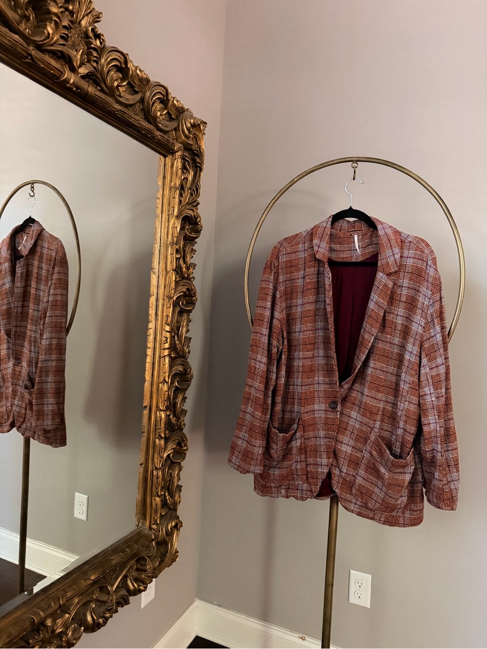 Free People Relaxed Plaid Blazer - Picture 2 of 9